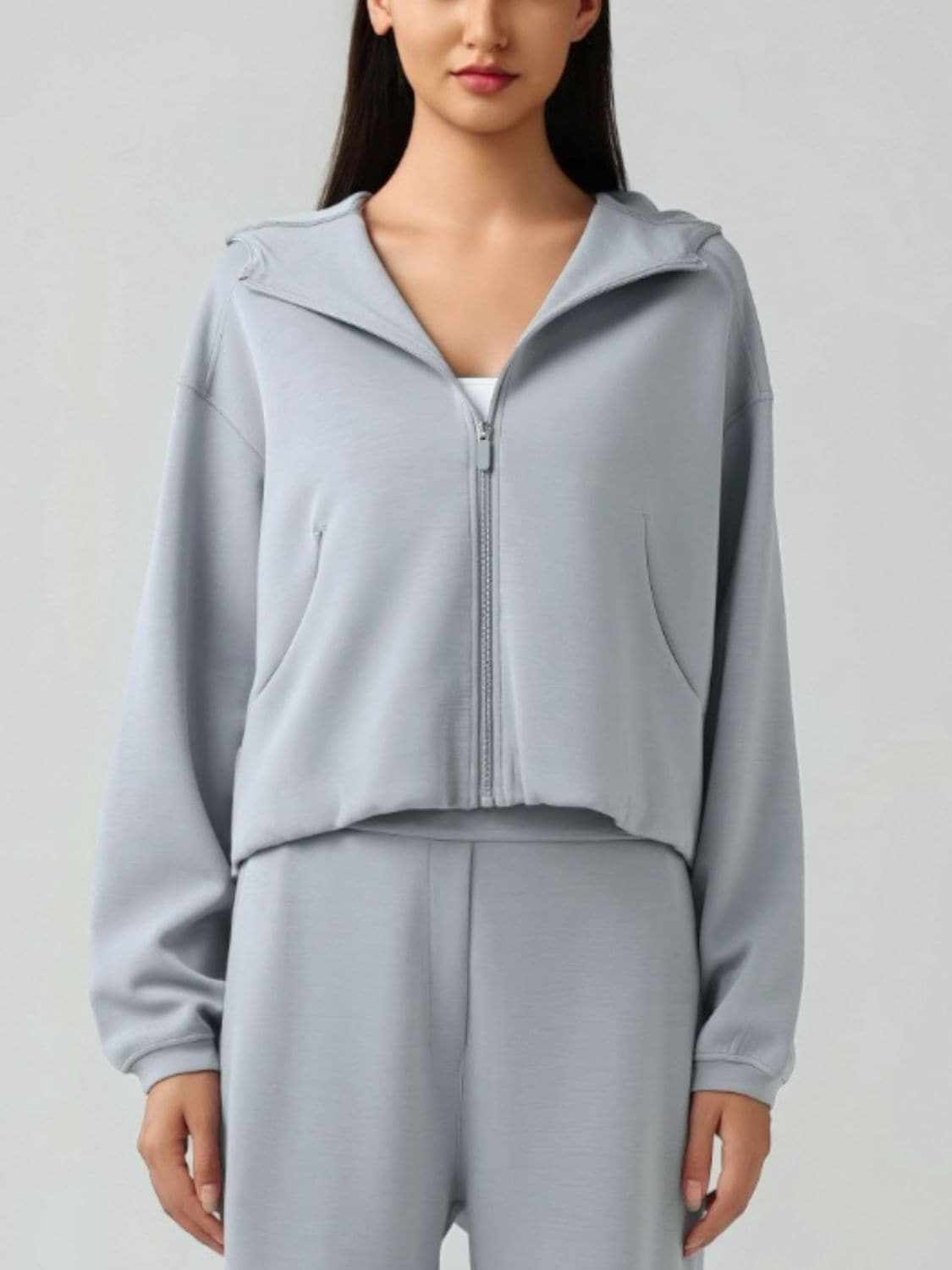 Hooded zip sweatshirt with pockets - Love Salve